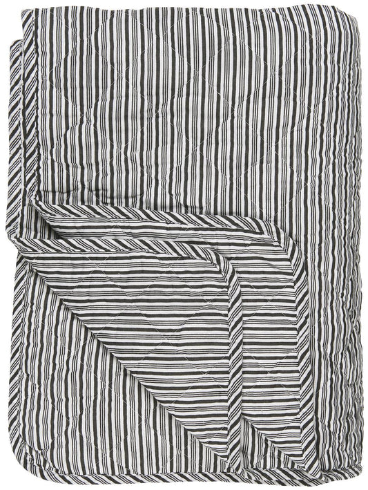 Ib Laursen - Quilt tæppe sorte striber 130x180 cm