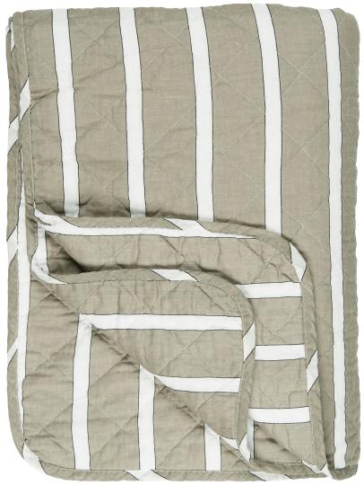 Ib Laursen - Quilt tæppe - Hvide, sorte og hørfarvede striber 130x180 cm