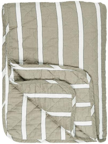 Ib Laursen - Quilt tæppe - Hvide, sorte og hørfarvede striber 130x180 cm