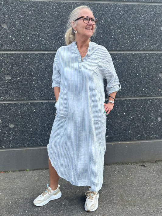 Marta Du Chateau Ness Dress - Panna Jeans Stripe