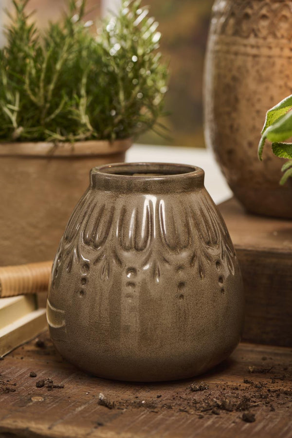 Ib Laursen Lea Vase - Mønstret ujævn glasur | Ib Laursen | Køb online hos Moster D – Hurtig levering