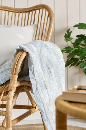 Ib Laursen Anne Quilt - Blåt cirkelmønster & Grønne Blade