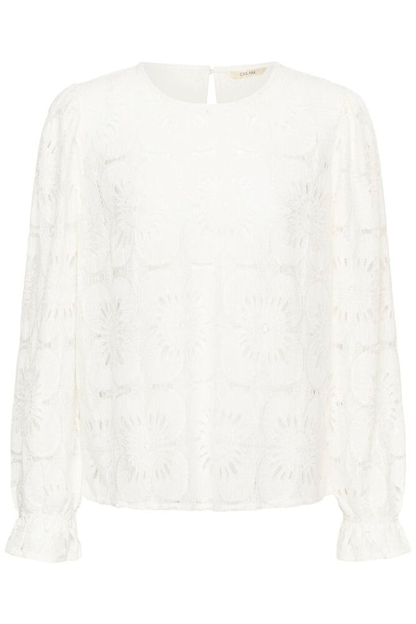 Cream Liddy LS Lace Blouse - Snow white