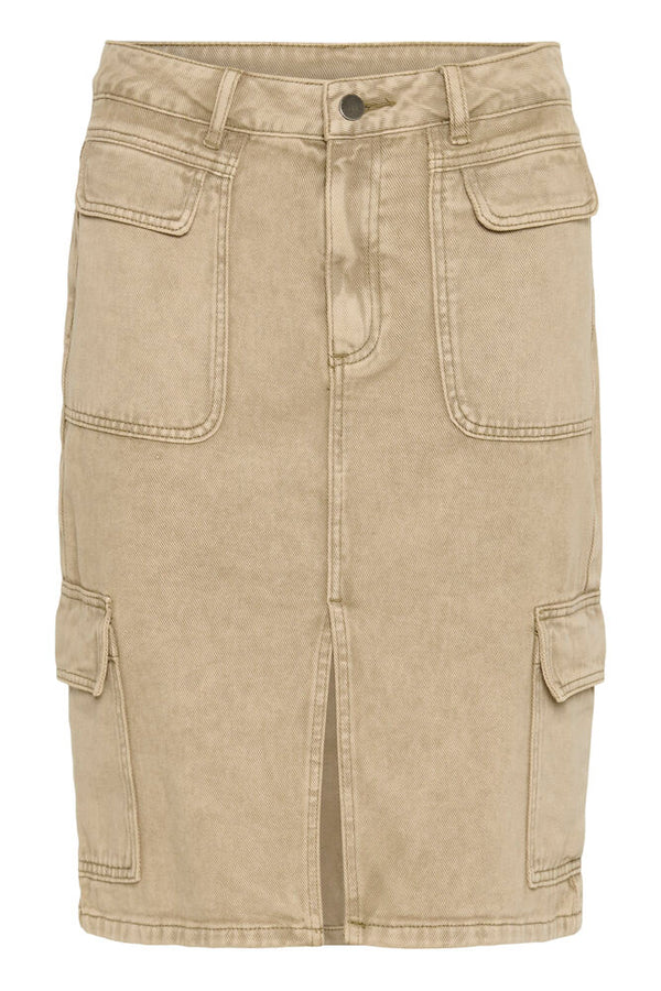 Kaffe Raina Denim Skirt - Washed Light Brown
