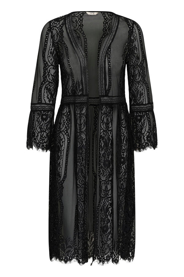 Cream Elaria Lace Kimono - Pitch Black