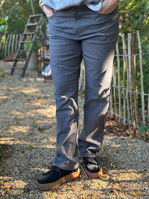 Isay Monza Long Striped Pant - Potato/Black Stripe