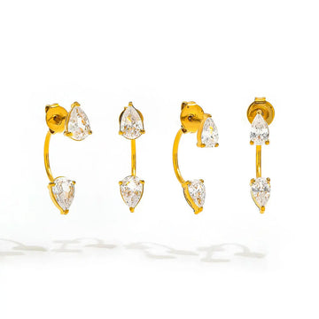Zirkon Dråbe Ørering 18K Guldbelagt