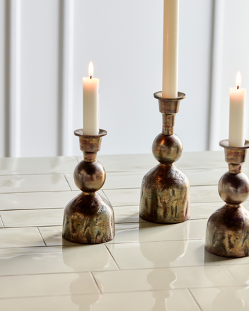 House Doctor Cast Candle Stand - Antique Brass, Stor