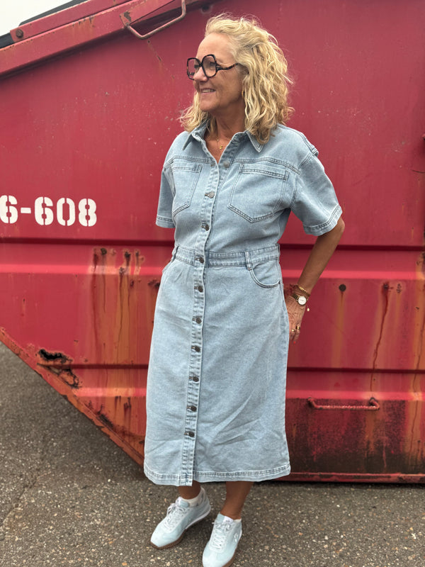 Kaffe Minna Dress - Light Blue Washed Denim