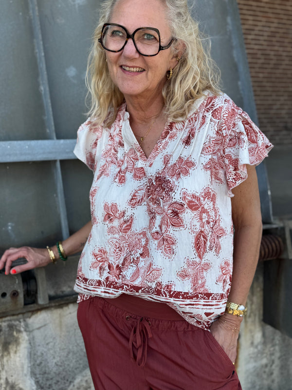 Cream Jessie Blouse - Brandy Flower