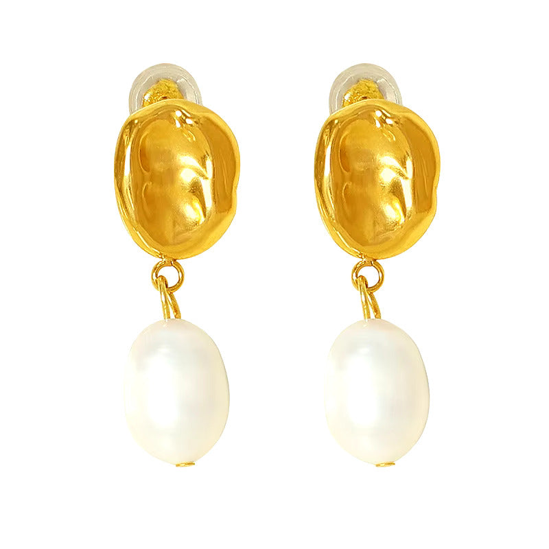 Perle hamret ørestikkere 18K Guldbelagt | muun studios | Køb online hos Moster D – Hurtig levering