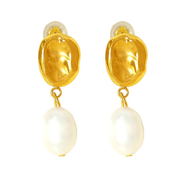 Perle hamret ørestikkere 18K Guldbelagt | muun studios | Køb online hos Moster D – Hurtig levering