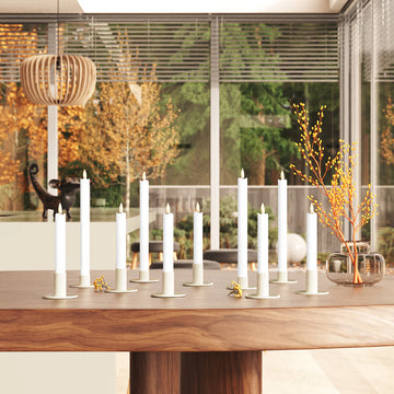 10 Pack - Romantik LED Kronelys pakke - Hvid - 6 stk 15 cm | 4 stk 24 cm