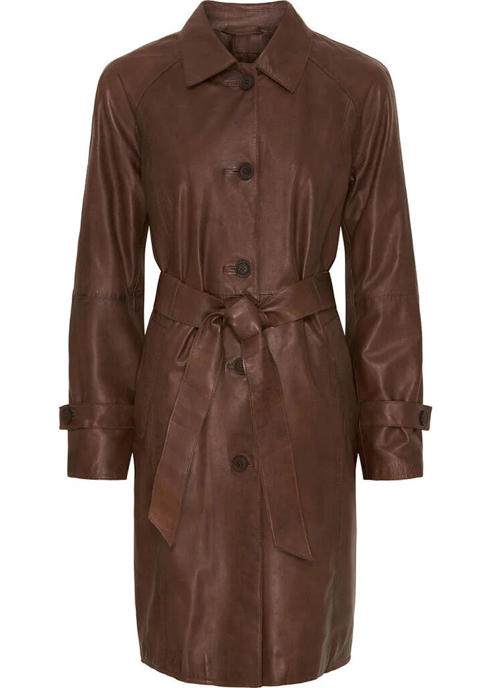 NOTYZ 11285 Suede Trenchcoat Chocolate Brown