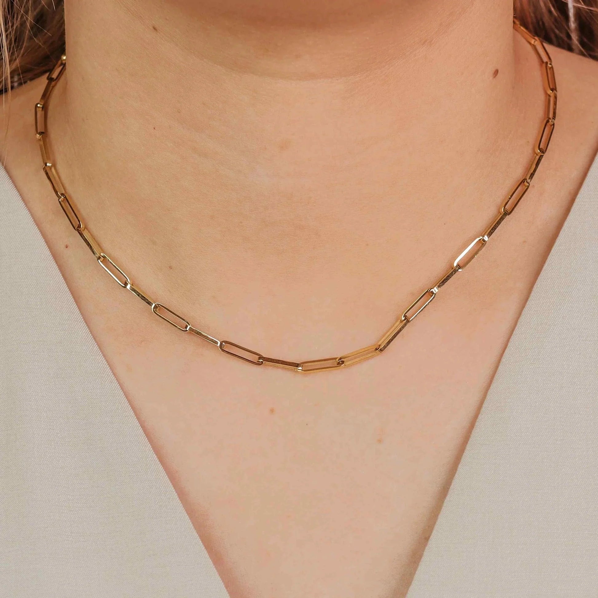 Flat Paperclip Halskæde 18K Guldbelagt | muun studios | Køb online hos Moster D – Hurtig levering