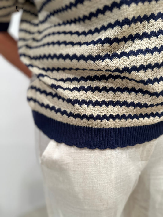 Nümph NUMARI PULLOVER - Blå Stribede kortærmede pullover