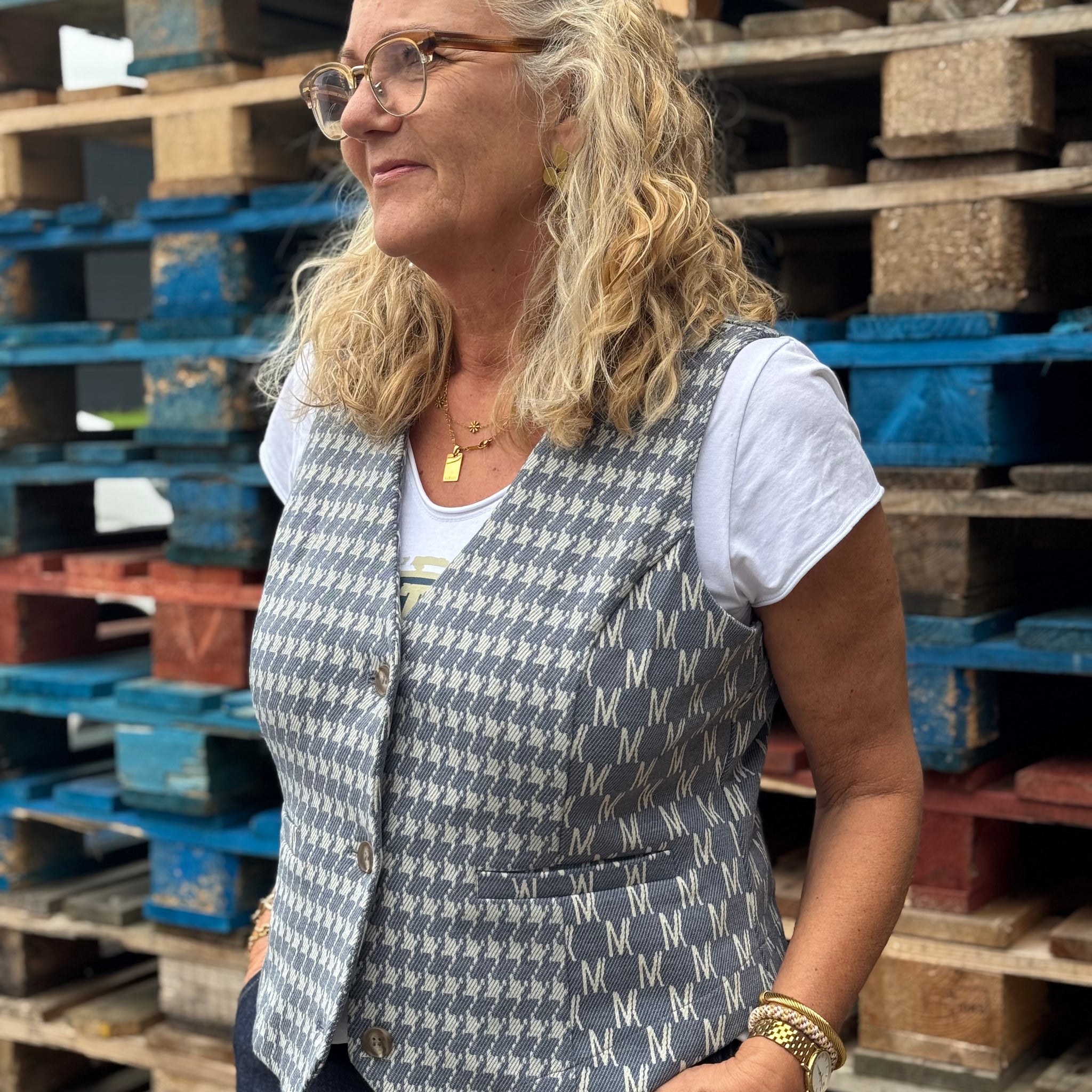 Costa Mani Watson Vest - Denim Letters