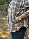 Cream Angie Shirt - Brown Check