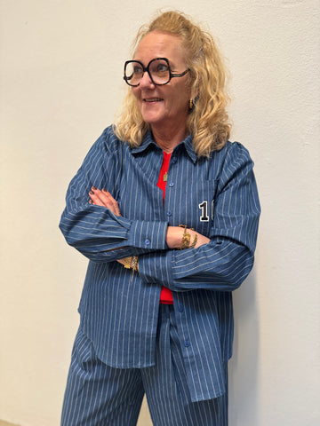 Costa Mani Foxglove Shirt - Denim Stripe