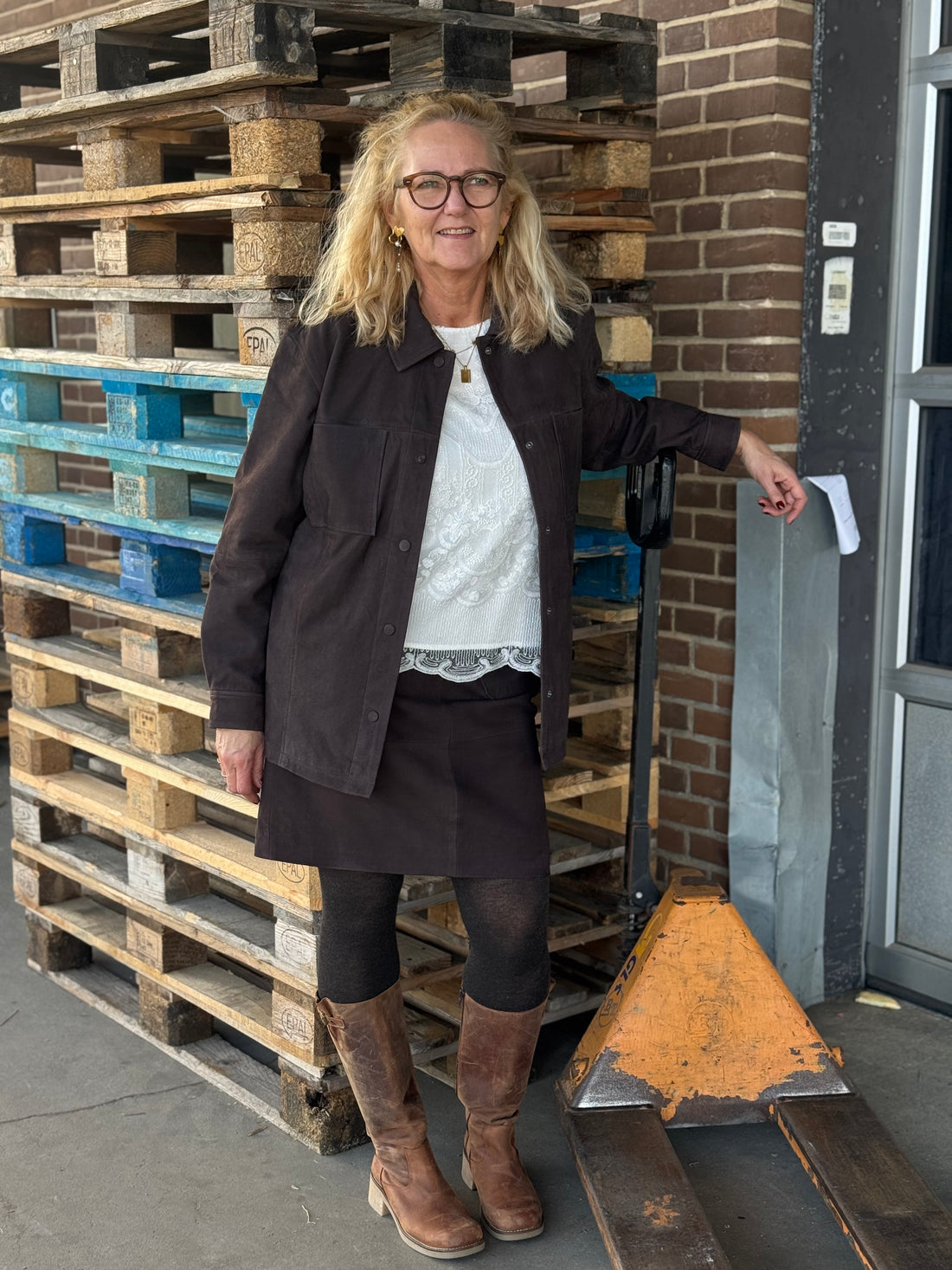 Kaffe Rachel Suede Skirt - Black Coffee