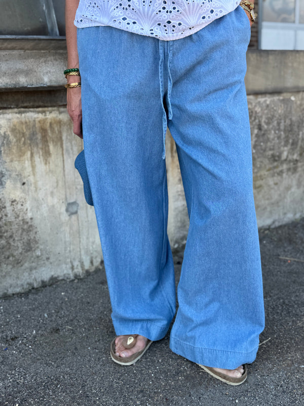 Kaffe Jade Denim Pants - Medium Blue Chambray