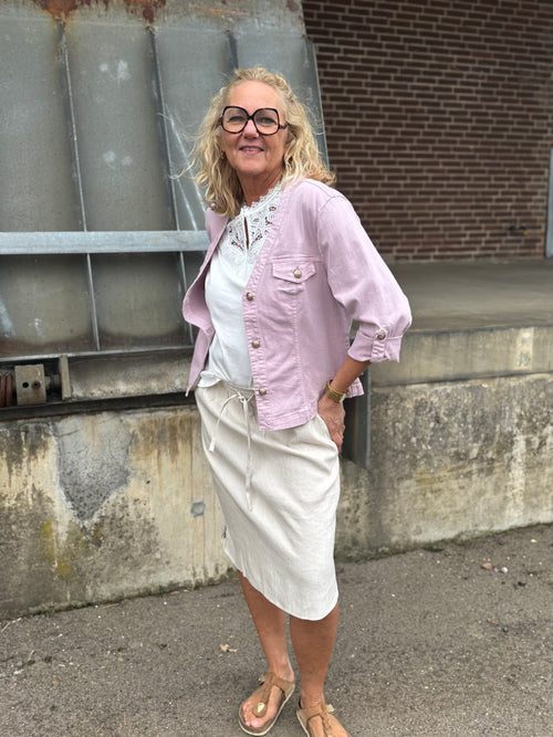 Cream Visti Twill Jacket - Pink Nectar