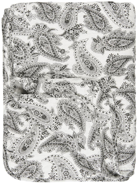 Ib Laursen - Quilt tæppe hvid med sort paisley 130x180 cm