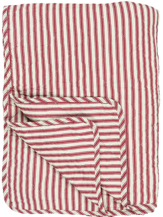 Ib Laursen - Quilt tæppe sand m/røde striber 130x180 cm