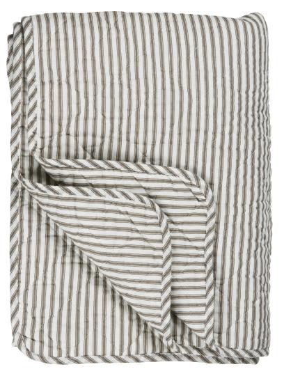 Ib Laursen - Quilt tæppe - Hvid med jordfarvede striber 130x180 cm