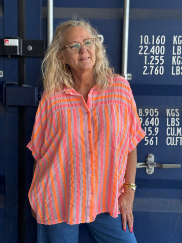 Marta du château Virginia Shirt - Fuxia Stripe