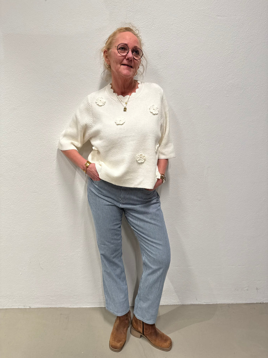 Nümph Marsie SS Pullover - Cloud Dancer