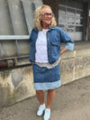 Black Colour Izzy Denim Jacket - Mid Blue
