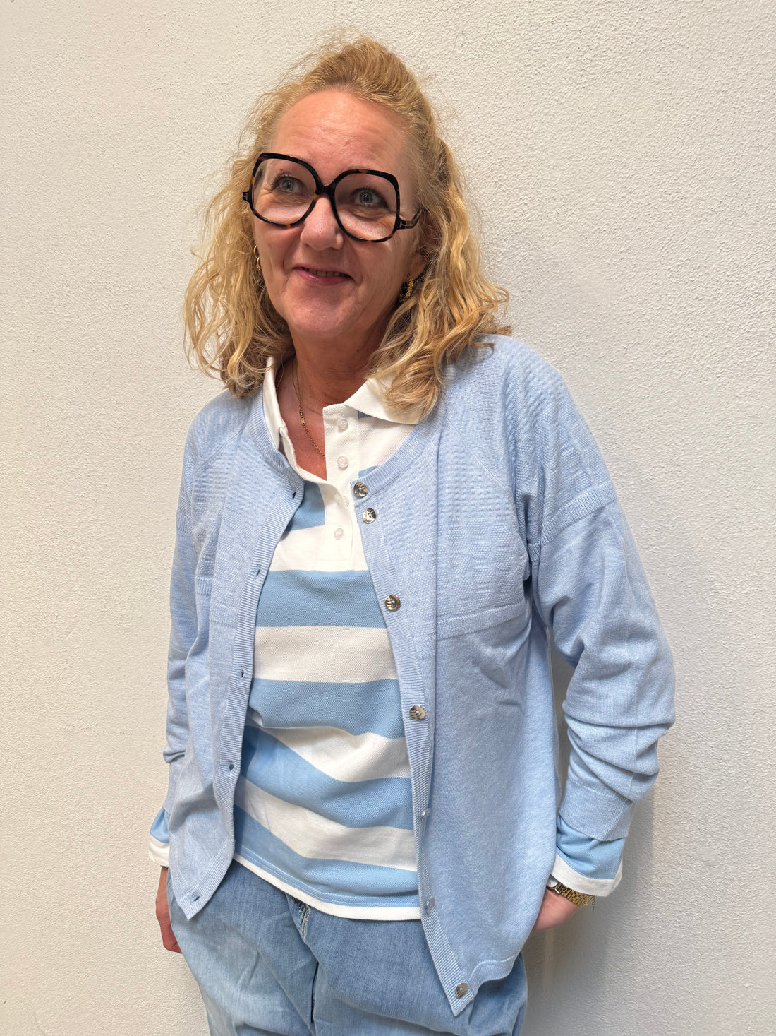 Cream Dela Cardigan - Cashmere Blue Melange