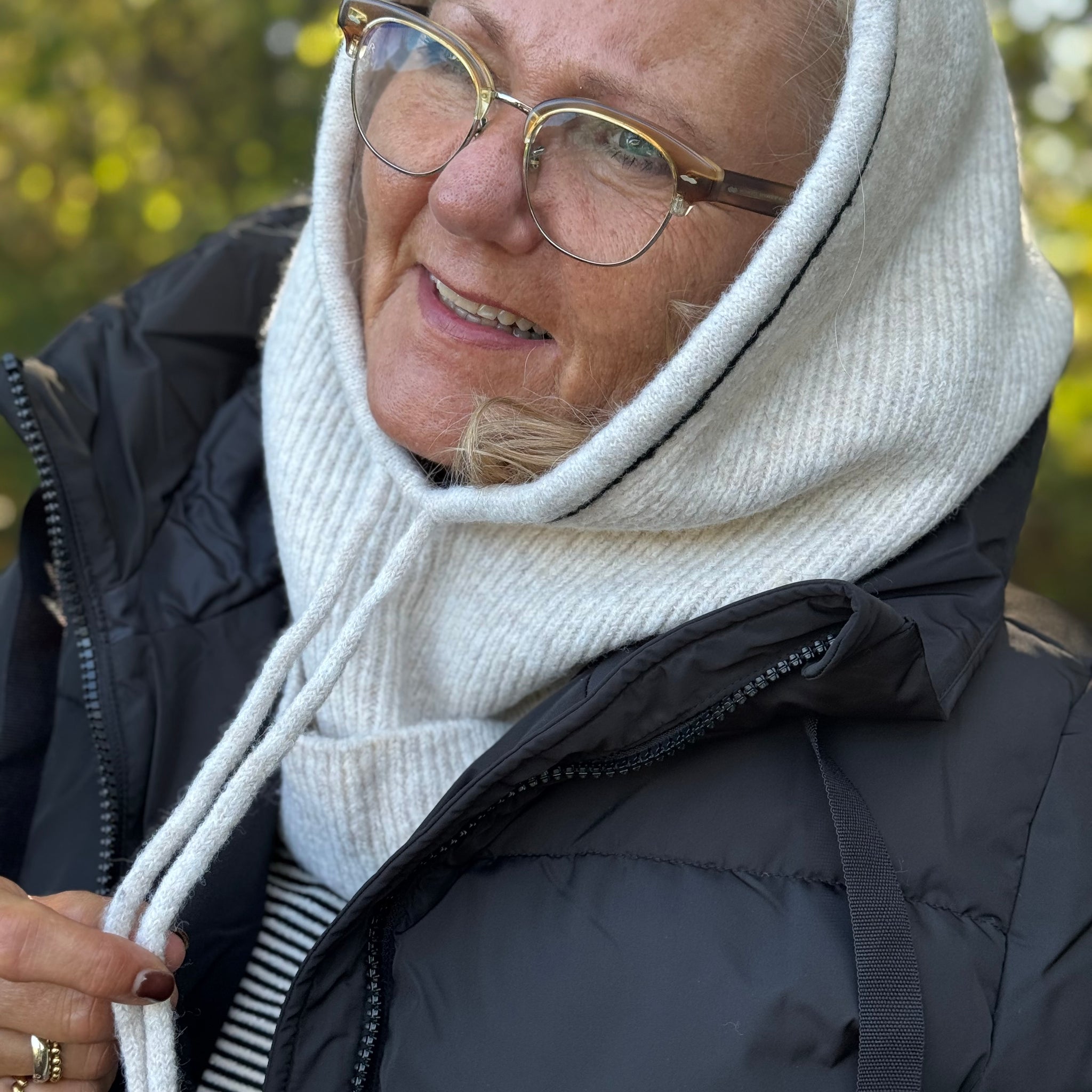 Cream Taya Big Knit Hoodie - Ancient Scroll/Nature