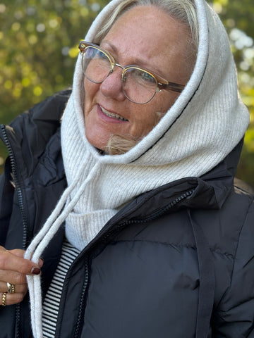 Cream Taya Big Knit Hoodie - Ancient Scroll/Nature