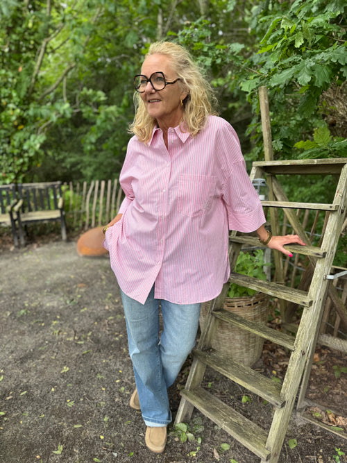 Culture Mimi Shirt - Pink/Red Stripe