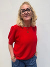 Cream Sillar Knit Pullover - High Risk Red