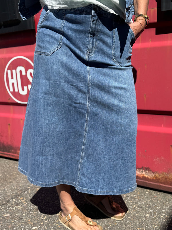 Isay Carpi Denim Skirt - Basic Denim Wash