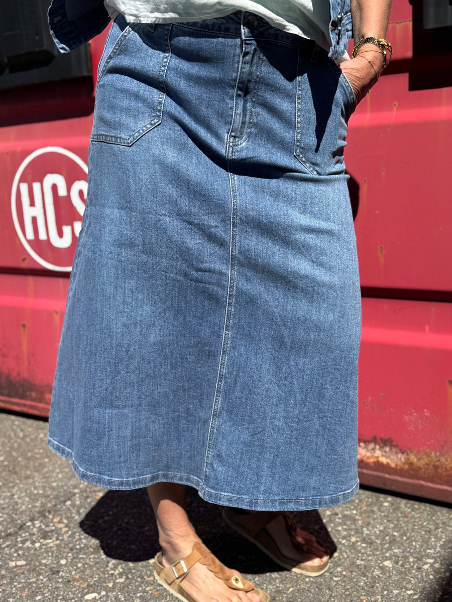 Isay Carpi Denim Skirt - Basic Denim Wash