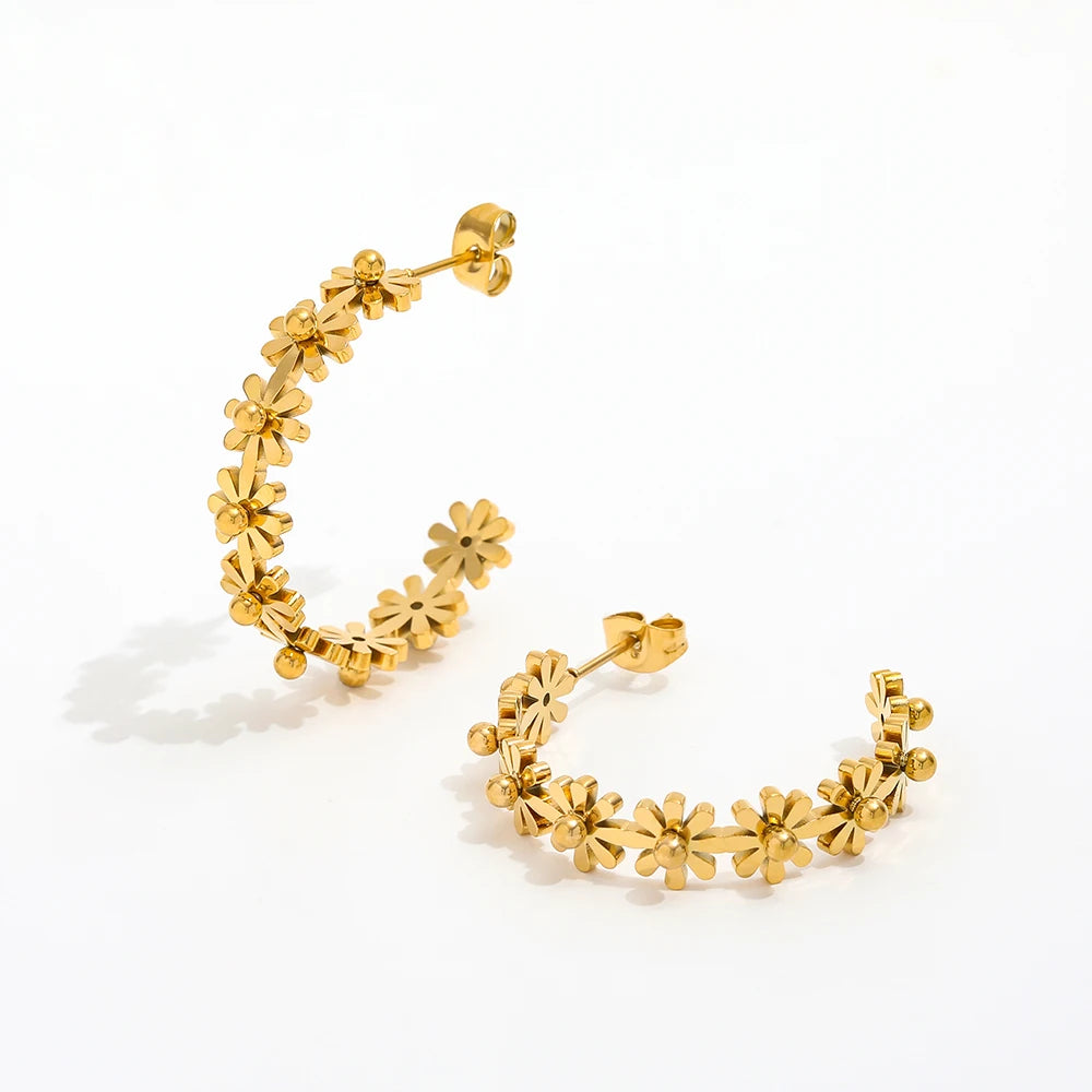 Burst Dot Flowers -korvakorut 18K kullattu