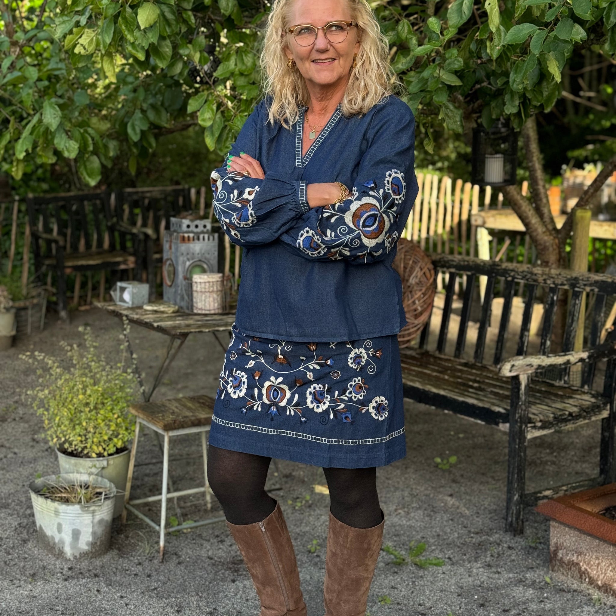 Cream Gro Skirt - Dundee Dark Denim
