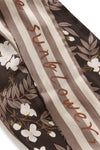 Cream Tie Scarf - Brown Flower Stripe