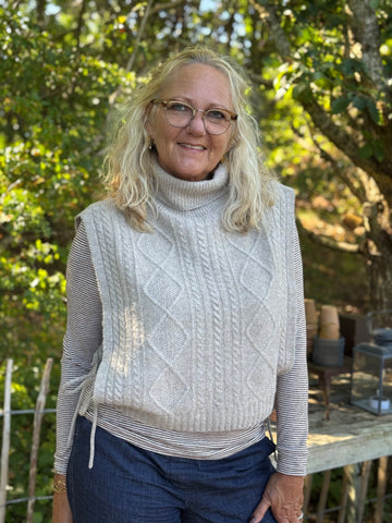 Cream Frina Knit Slipover - Cobblestone Melange