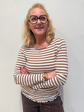 Cream Ribba Stripe Longesleeve - Cocoa Créme