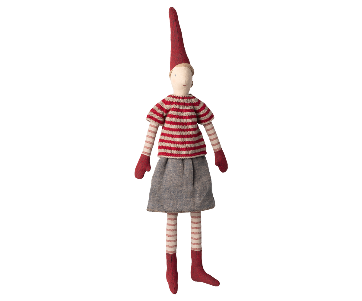 Maileg Nisse Pige, str. 3 - Nederdel & Strikket Sweater
