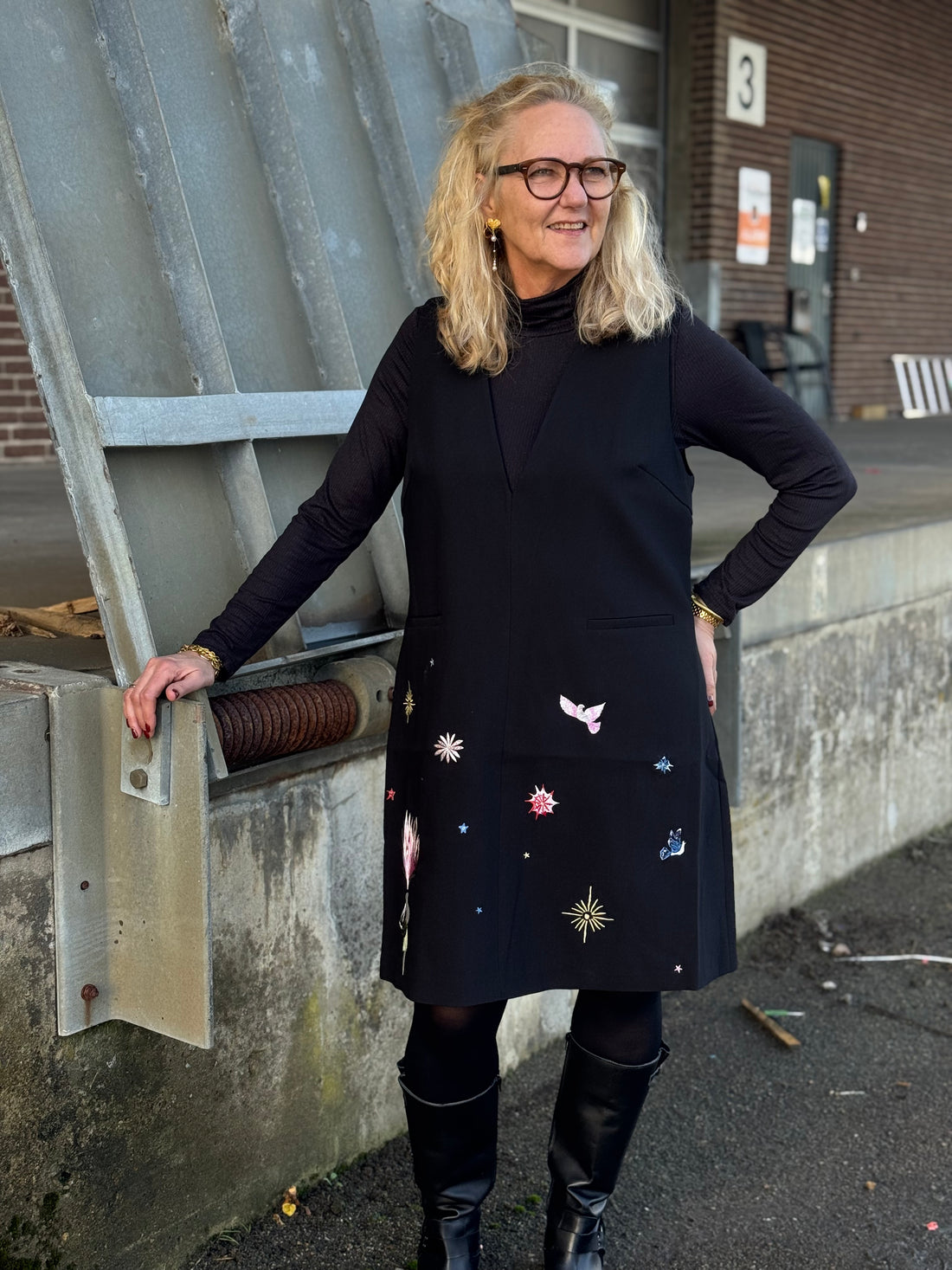 Cream Kalliope Turtleneck Jersey Blouse - Pitch Black