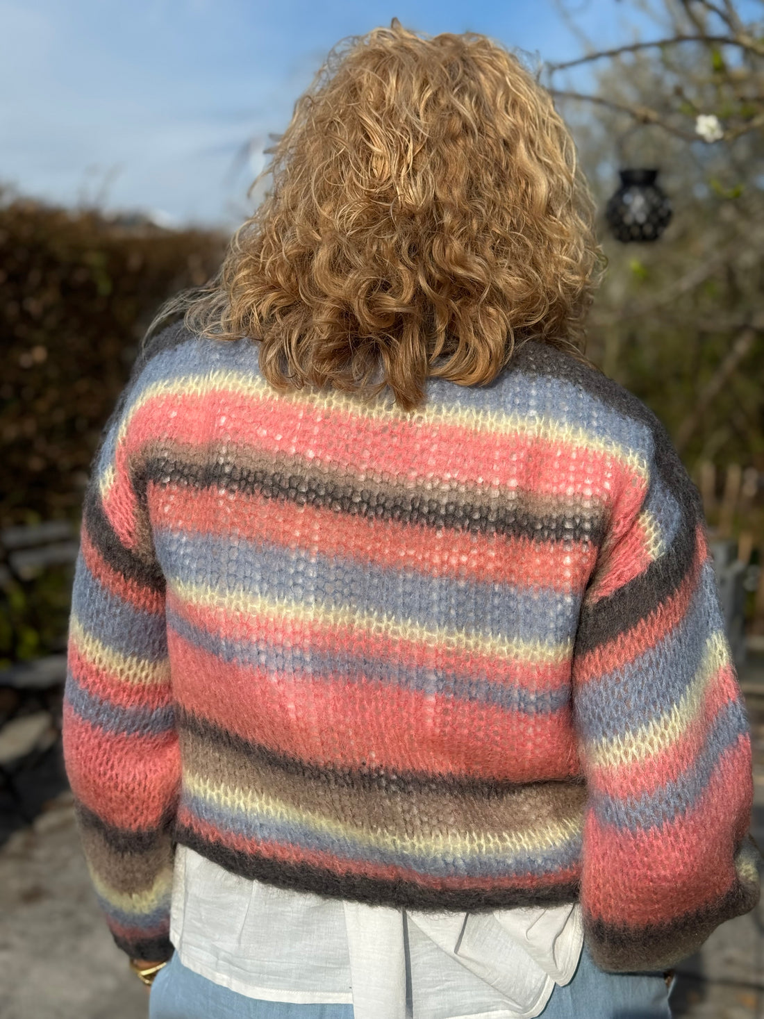 Black Colour Casey Multi Striped Cardigan