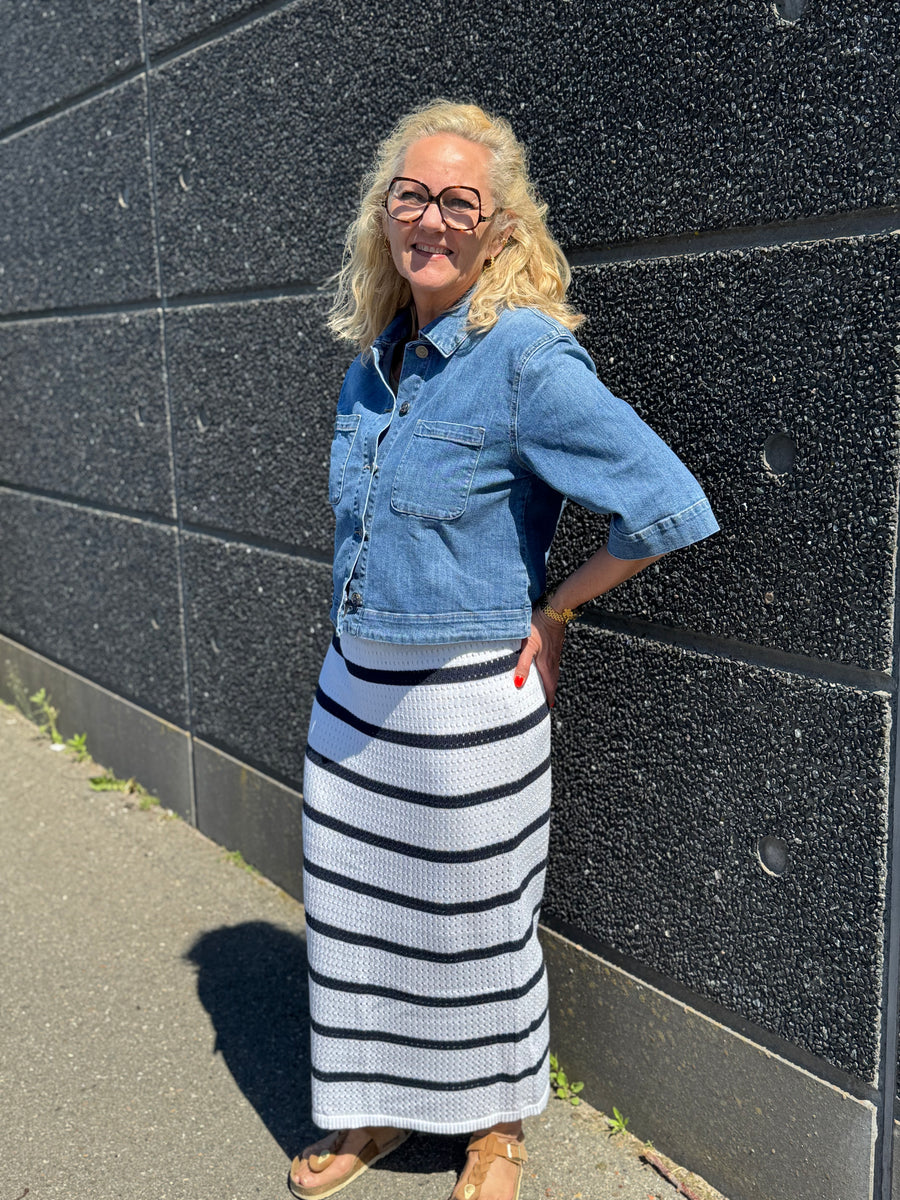 Kaffe Brianne Knit Skirt - Chalk/Midnight Marine