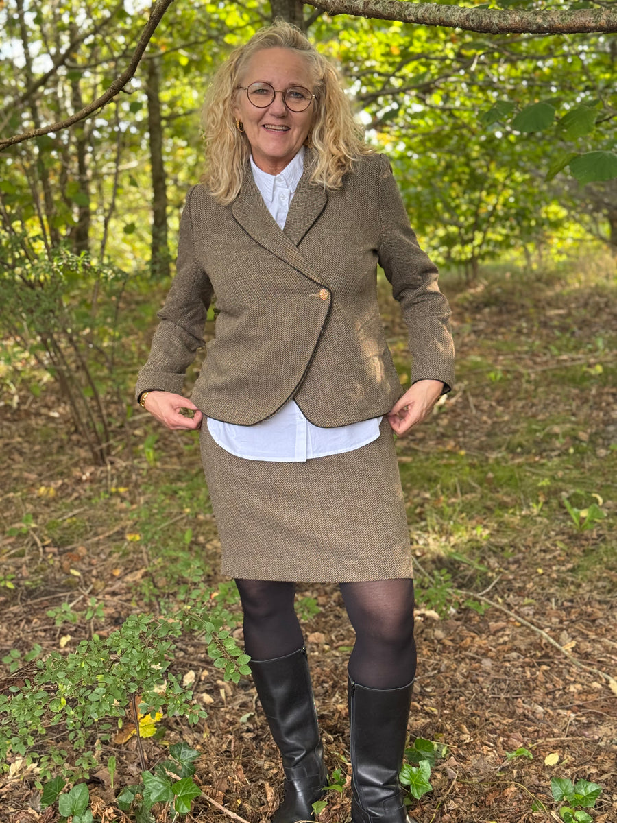 Isay Oda Blazer - Brown Herringbone