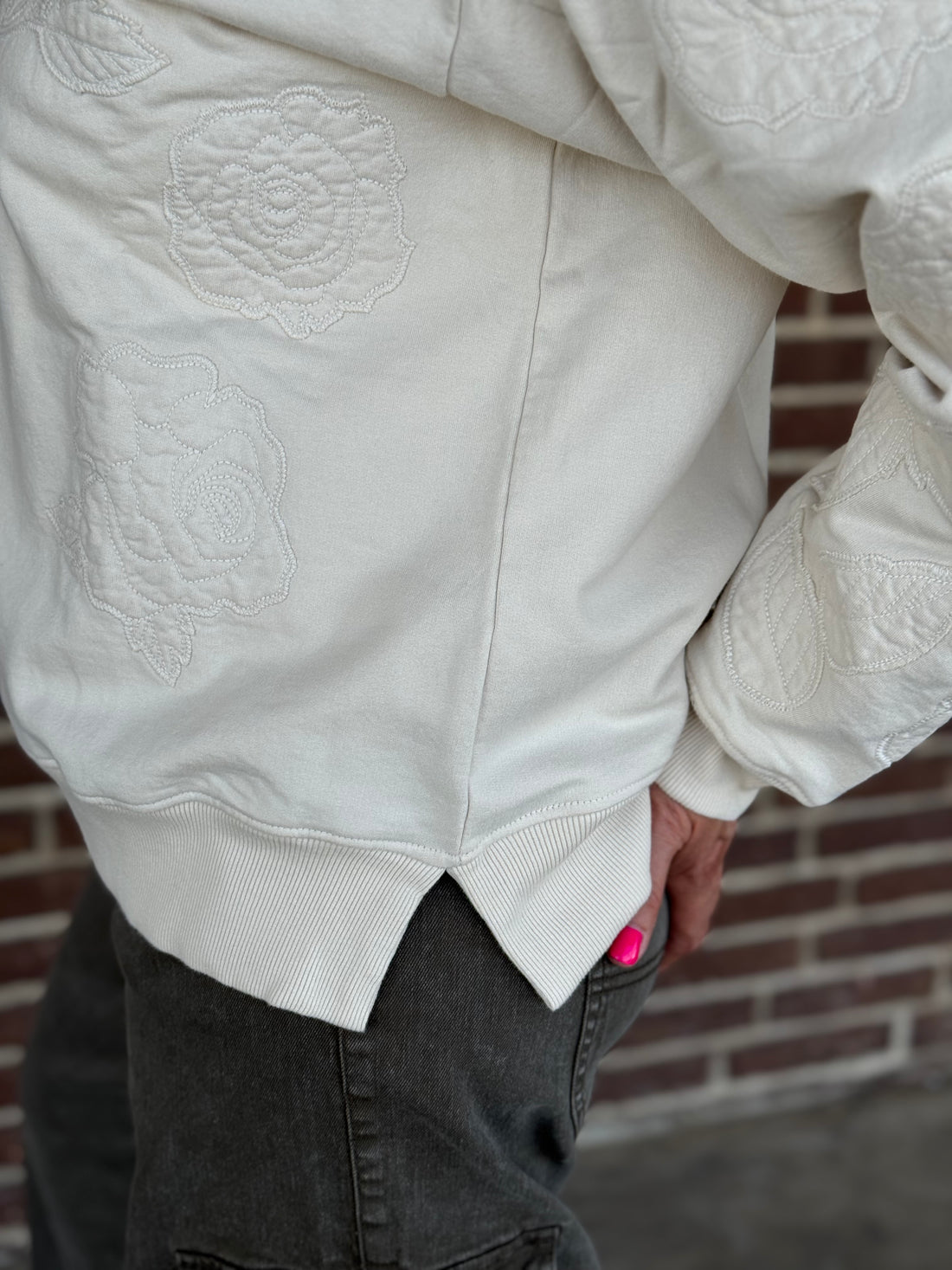 Cream Josie Patch Sweatshirt - Birch